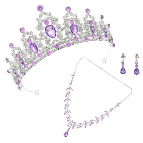 Homoyoyo Rhinestone Schmuckset Damen Brautschmuck Set mit Krone Halskette Ohrringe Hochzeitsschmuck Set für Braut Party Abendkleid Modisches Teiliges Schmuckensemble von Homoyoyo