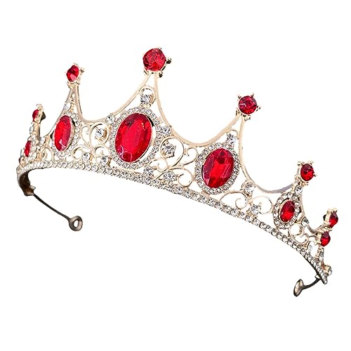 Homoyoyo Rhinestone Tiara Haarschmuck Krone Stirnband für Hochzeit Braut Mädchen Festlicher Kopfschmuck Elegant Goldrot von Homoyoyo