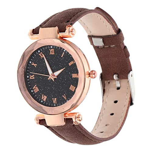 Homoyoyo Damen Lederuhr mit Römischem Ziffernblatt Verstellbare Armbanduhr für Mädchen Freizeit Armbanduhr Elegantes Design Leicht und Langlebig von Homoyoyo