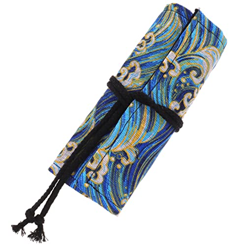 Homoyoyo Rollen Stiftvorhang Rolling Pen -Beutel Bleistift Bunt Schreibwaren Schnell Stiftorganisator Farbig Klein Federmäppchen Tragbarer Farbstift-Organizer Blue Bettwäsche Aus Baumwolle von Homoyoyo