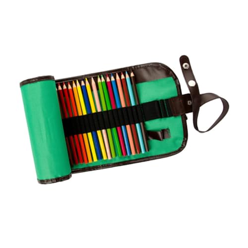 Homoyoyo Rollmäppchen Stifte Fächer Canvas Mäppchen Buntstifte Organizer Leicht Kompakt Waschbar Platzsparend mit Schnappverschluss für Künstler Schüler Malutensilien von Homoyoyo