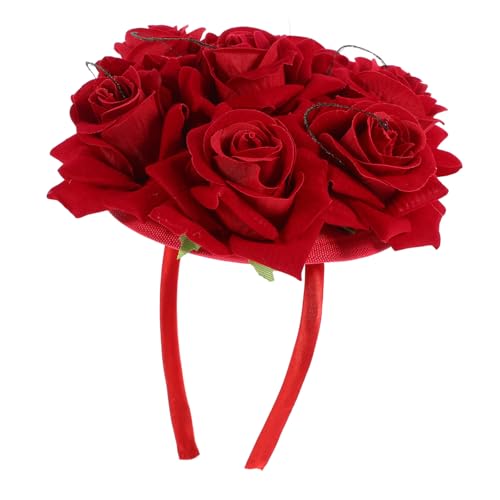 Homoyoyo Rosen Design Haarreif Damen Rot Leichtes Stirnband Party Kopfschmuck Cosplay Kostüm Accessoire für Make Up und Festveranstaltungen von Homoyoyo