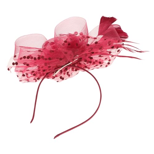 Homoyoyo Rote Fascinator Kopfbedeckung mit Stilvollen Federakzenten und Weichem Meshband Komfortabel und Modisch für Damen Party Hochzeit Besondere Anlässe von Homoyoyo