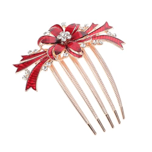 Homoyoyo Roter Braut Haarkamm aus Robustem Legierungs Material mit Strassbesetzter Hochzeitsschmuck für Damen und Mädchen Sicherer für Festliche Frisuren Haar Accessoire von Homoyoyo
