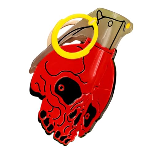 Homoyoyo Roter Schädel Haarklammer aus Leichtem Acetat Großer Haarkralle mit Starker Fixierung Rutschfestes Dekoratives Haar-accessoire für Damen für Halloween Partys Cosplay und Tägliches von Homoyoyo
