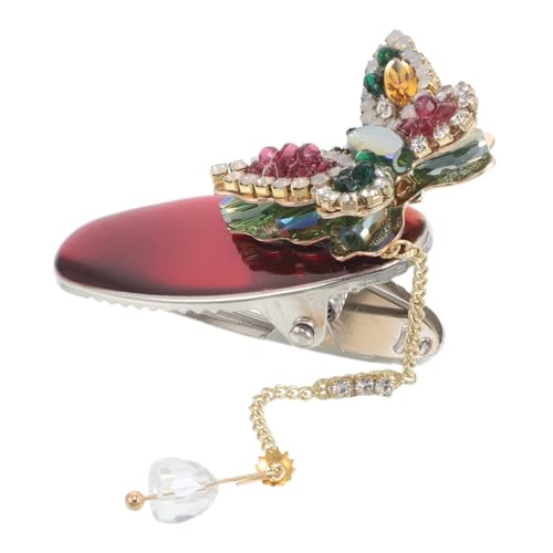 Homoyoyo Roter Schmetterling Haarklammer mit Funkelnden Strasssteinen und Eleganter Quaste Chinesischer Stil Haarschmuck Damen Sicherer Halt für Seitenhaare und Festlich und Alltagstauglich von Homoyoyo