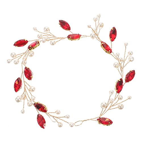 Homoyoyo Rotes Perlen Haarband Brautschmuck Hochzeit Handgefertigt Weicher Glaskristall Stirnband Haarschmuck für Braut und Festliche Anlässe von Homoyoyo