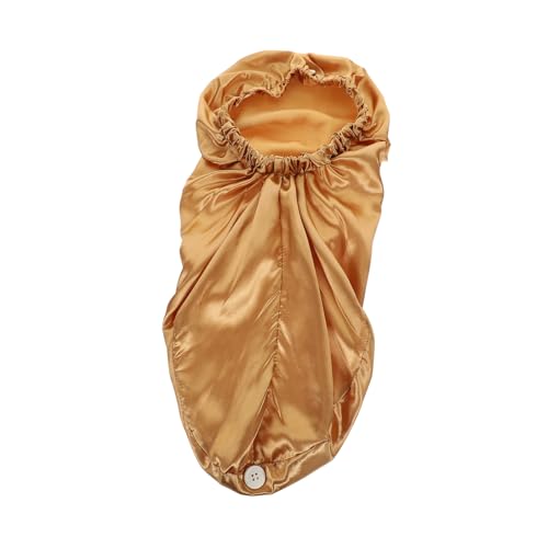 Homoyoyo Satin Schlafhaube Damen Lang Komfortable Bonnet mit Elastischem Design für Haar Kissen Schutz Verstellbare Seidenhaube zum Schlafen für Frische Frisur Am von Homoyoyo