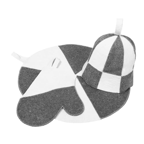 Homoyoyo Sauna Teilig mit Dickem Filz Haube Hitzebeständigem Dampfsauna Hut Handschuhen und Matte Wasserabsorbierend Isolierend für Damen und Herren für Zuhause und Spa Saunen von Homoyoyo