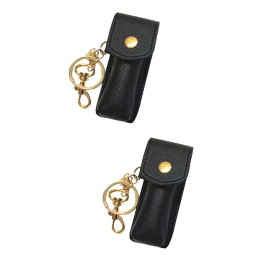 Homoyoyo 2stücke Schlüsselanhänger Lippenstift Tragbare Lippenbalsam Tasche Für Frauen Kompakte Aufbewahrung Für Lippenpflegeprodukte Schwarz von Homoyoyo