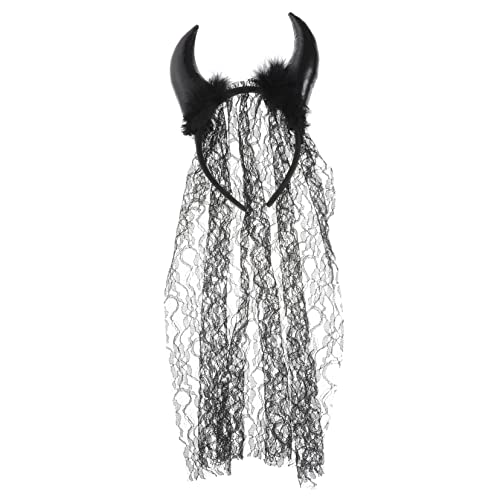 Homoyoyo Schwarz Haarreif Mit Teufelshörnern Und Langem Schleier Halloween Kostüm Accessoire Für Damen Und Herren Für Cosplay Maskerade Themenpartys Und Fotoshootings von Homoyoyo