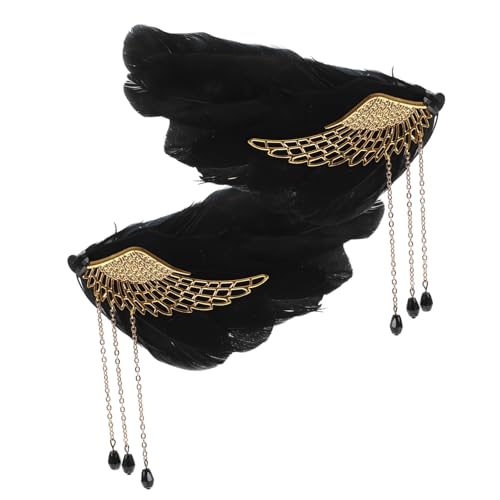 Homoyoyo Schwarze Engelsfedern Haarklammern für Frauen Kleine Tassel Haarspangen aus Plume und Legierung Wiederverwendbar Leicht zu Tragen für Hochzeiten Partys und Bühnenauftritte von Homoyoyo