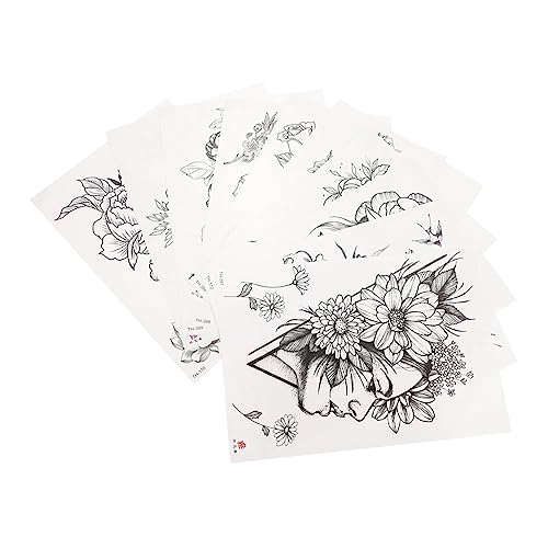 Homoyoyo Schwarze Körper Tattoos Sticker Teilig Handgezeichnete Blumen Motive Temporäre Körperaufkleber für Brust und Oberschenkel Umweltfreundlich Einfaches Anbringen und Entfernen von Homoyoyo