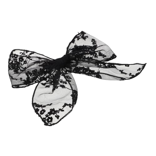 Homoyoyo Schwarze Spitzen Haarschleife mit Stickerei Eleganter Haargummi für Damen Vielseitiger Haarschmuck für Hochzeit Party Schule Bequemes Spitzenmaterial Klassisches Design von Homoyoyo