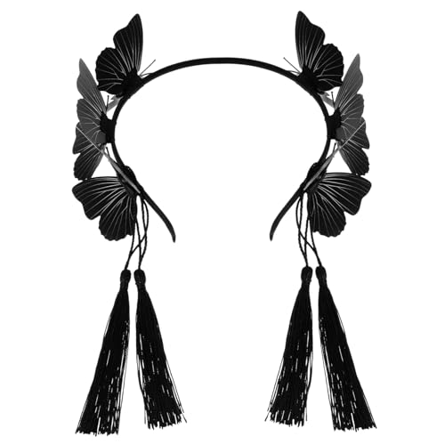 Homoyoyo Schwarzer Gothic Haarreif Damen mit Schmetterlingsmotiv Atmungsaktives Party Haarband Langlebiges Mode Accessoire für Cosplay Tanz und Festliche Anlässe von Homoyoyo