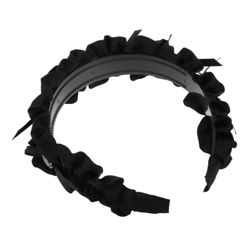 Homoyoyo Schwarzes Breites Haarband mit Funkelnder Spitzen Schleife Modisches Stirnband Damen Eleganter Haarschmuck mit Ohrkanten Schleife Komfortabler Langlebiger Haarreif von Homoyoyo