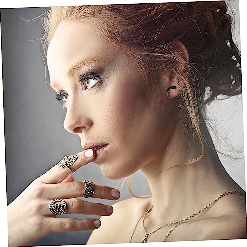 Homoyoyo Schwarzes Teiliges Ohrloch Dehnset mit Spitzen Acrylkonen und Horn Design Leichtes Ear Gauge Kit für Empfindliche Ohren Komfortabel für Damen und Herren Vielseitig Tragbar von Homoyoyo