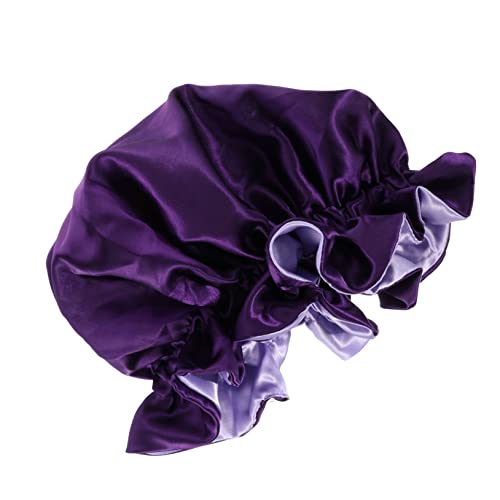 Homoyoyo Seidenhaube Schlafmütze Doppel Layer Satin Bonnet Verstellbar Atmungsaktiv Haarschutz für Damen und Herren Schlafhaube für Lockiges Glattes Haar Chemotherapie Cap von Homoyoyo
