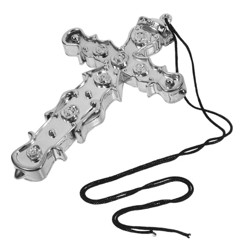 Homoyoyo Silberne Piratenkreuz Halskette Halloween Schmuck mit Elegantem Silberüberzug Vielseitiges Dekorations und Rollenspiel Accessoire für Piratenfans und Halloween von Homoyoyo