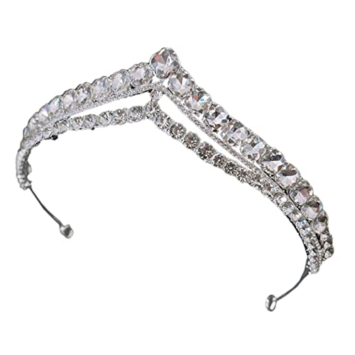 Homoyoyo Silberne Strass Tiara Krone für Frauen Mädchen Funkelnde Braut Haarschmuck Geeignet für Hochzeit Geburtstag Party Fest Edles Diadem für Festliche Anlässe von Homoyoyo