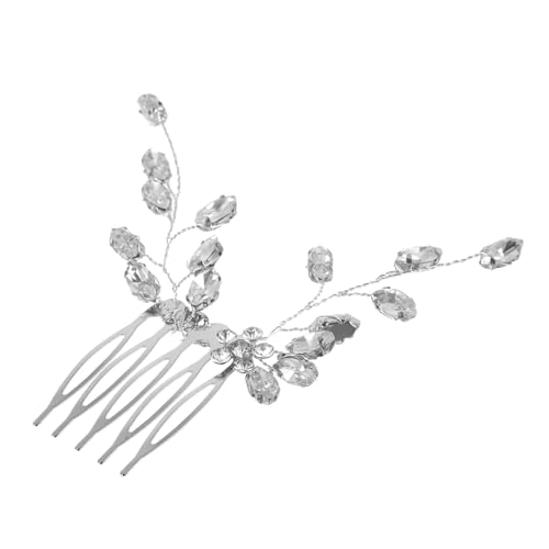 Homoyoyo Silberner Haarkamm mit Strassverzierung Seitlicher Haarkamm mit Blütenblattdesign Eleganter Brautschmuck für Hochzeit und Festliche Anlässe Langlebiges und Rostfreies von Homoyoyo