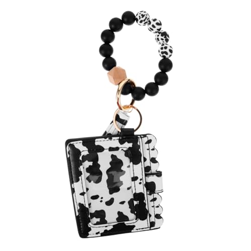 Homoyoyo Geldbörse Mit Kuh-Print Für Damen Clutch Mit Großem Fassungsvermögen Kleine Modische Damengeldbörse Mit Perlenarmband-Design Praktisch Für Bargeld Karten Münzen Und von Homoyoyo