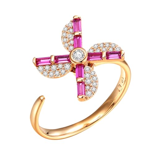 Homoyoyo Snow Rotation Design Offener Ring für Damen Verstellbarer Schmuck Legierung in Rot Modischer Bequemer von Homoyoyo