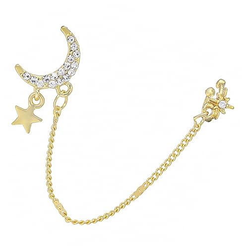 Homoyoyo Stern Mond Ohr Clip Ohrringe Ohrmanschettenclip Mond-ohrclips Ohrenmanschette Ohrschmuck Ohne Piercing Strass-ohrclips Stern-ohrschmuck Manschette Mit Ohrhaken Legierung Golden von Homoyoyo