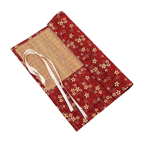 Homoyoyo Stift Vorhangstiftbeutel Federmäppchen aus Segeltuch Bleistift Storage Pockets Storage Bags stiftbox Pencil Box Aufbewahrungstasche für Pinselstifte Stiftorganisator Bambus rot von Homoyoyo