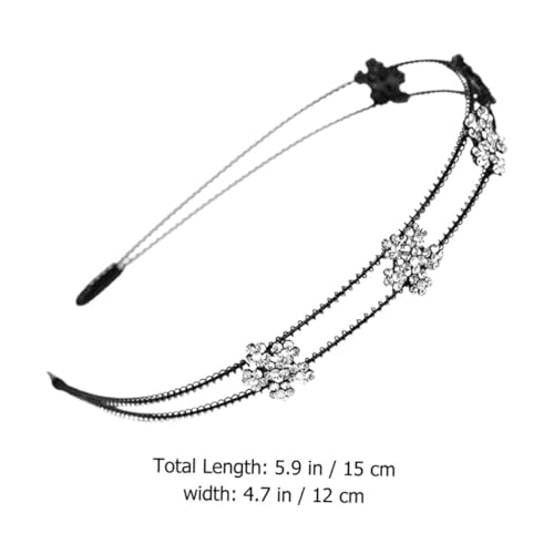 Homoyoyo Stilvolles Metall haarband mit Doppelter Lage und Strassbesetzter Blumenverzierung Modischer Damen haarreif in Schwarz Robustes Elegantes Accessoire für Besondere Anlässe von Homoyoyo