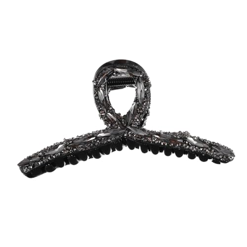 Homoyoyo Strass Haarklammer Damen Haarspange mit Kräftigem Eleganter Haarclip für Dünnes und Dickes Haar Modisches Haar Accessoire für Party Hochzeit und Alltag Dunkelgrau von Homoyoyo