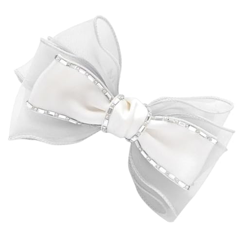 Homoyoyo Strass Haarklammer mit Schleifen design Funkelnde Glitzersteine Kleine Haarklammer für Mädchen und Frauen Eleganter Haarclip für Alltag Party Hochzeit Langlebiges Material Weiß von Homoyoyo