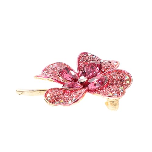 Homoyoyo Strass-brosche Mit Vierblättrigem Kleeblatt Einfache Nadel Strassbroschen Für Damen Broschennadeln Mit Strasssteinen Ballettbrosche Kristallbroschen Rosa Brosche Zinklegierung Rosa von Homoyoyo