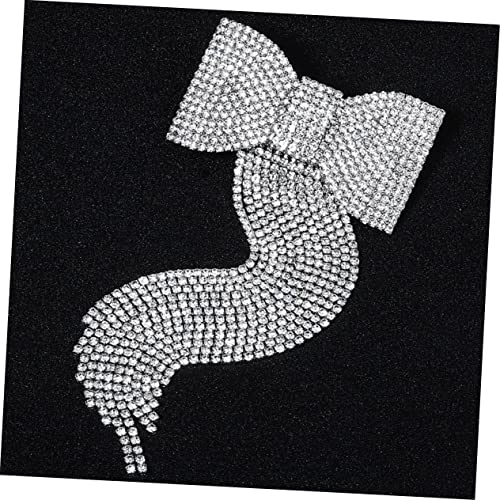 Homoyoyo Strasssteine Haarklammer mit Schleifen Design Seitlicher Haarschmuck für Damen Langer Silberner Haarclip mit Quaste Eleganter Haarnadel für Hochzeit und Alltag Modisches für von Homoyoyo