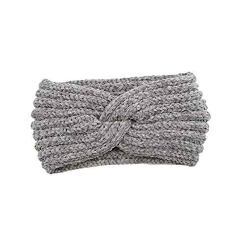 Homoyoyo Strickstirnband aus Wollgarn Warmes Weiches Damen Haarband Elastisches Sport Headwrap für Frauen und Mädchen Grauer Kopfwickel für Fitness und Alltag von Homoyoyo
