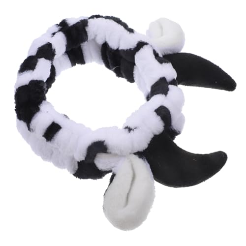 Homoyoyo Süßes Stirnband Damen Waschgesicht Haarband mit Kuhhörnern Elastisch Makeup Haarreif für Spa Bad und Alltag von Homoyoyo
