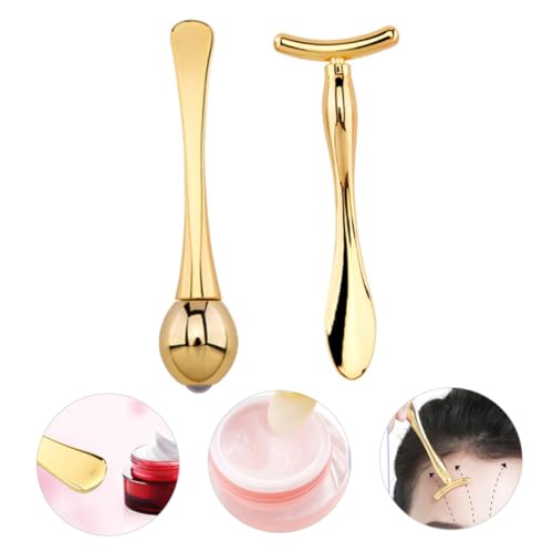 Homoyoyo Augenmassage Roller Satz Mit T-förmigem Make up Stick Und Doppelseitigem Gesichtsmaske Löffel Aus Langlebiger Zinklegierung Tragbar Für Augencreme Und Gesichtspflege Für von Homoyoyo