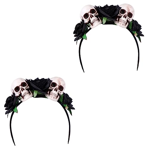 Homoyoyo Tag Toten Krone Haarreifen Mit Künstlichen Rosen Und Schädel – Stilvolles Kopfschmuck Für Halloween - Karneval Und Cosplay-Partys Einen Unvergesslichen von Homoyoyo