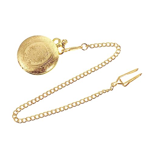 Homoyoyo Retro Taschenuhr Mit Kette Legierung Große Goldene Uhr Für Männer Und Frauen Quarzbewegung Elegantes Accessoire Für Besondere Anlässe von Homoyoyo