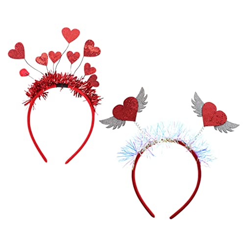 Homoyoyo Teiliges Set Herz Kopfschmuck Damen Leichter Roter Haarreif mit Herz Details für Valentinstag Party Wiederverwendbar Komfortabel Accessoire für Feierlichkeiten von Homoyoyo
