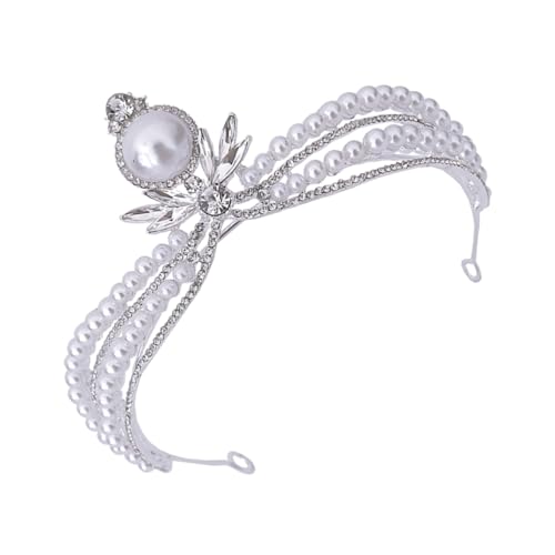 Homoyoyo Tiara Krone mit Perlenbesatz Leichte und Bruchsichere Braut Haaraccessoire für Hochzeit Party und Festliche Anlässe Kompakte Luxuriöses Design von Homoyoyo