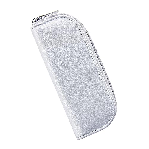 Homoyoyo Tragbare Kosmetiktasche aus PU Leder mit Reißverschluss Wasserfest und Leicht Multifunktionale Make Up Tasche für Damen Reise und Alltag Kompakt und Langlebig Modell B Silber von Homoyoyo