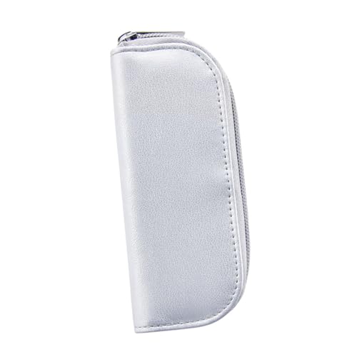 Homoyoyo Tragbare Make up Tasche Pu Leder Kosmetiktasche mit Reißverschluss Leicht und Robust Für Reisen Freizeit Outdoor Damen Silber B von Homoyoyo