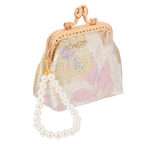 Homoyoyo Tragbare Perlen Geldbörse Münzbörse Elegante Blumen Perlenbroschen Geldbörse Mit Perlenkette Blumen Geldbörsen Schmuckhandwerk Kleine Blumenbrosche Perlenhandtasche von Homoyoyo