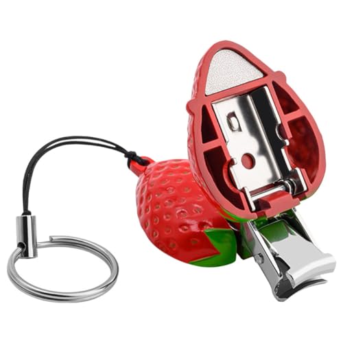 Homoyoyo Tragbarer Erdbeer Nagelknipser für Damen Süßer und Kreativer Fingernagelknipser mit Schlüsselanhänger für Reisen und Haushalt Einfacher Einsatz für Maniküre von Homoyoyo