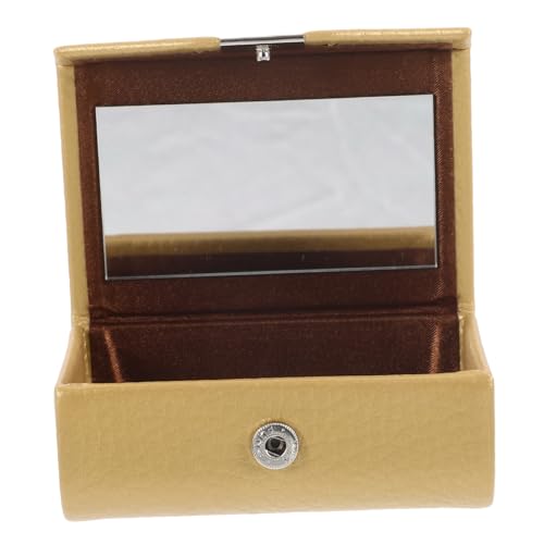 Homoyoyo Tragbarer Lippenstift Organizer mit Spiegel Fächer Kosmetik Aufbewahrungstasche Damen Langlebiger Lippenstift Halter für Make Up Unterwegs Design Goldfarben mit Prägung von Homoyoyo