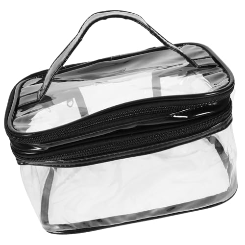 Homoyoyo Transparente Kosmetiktasche mit Doppeltem PVC Lagen Große Kapazität Tragbar Make up Organizer für Reisen und Alltag mit Handgriff und Einfach zu Reinigen von Homoyoyo