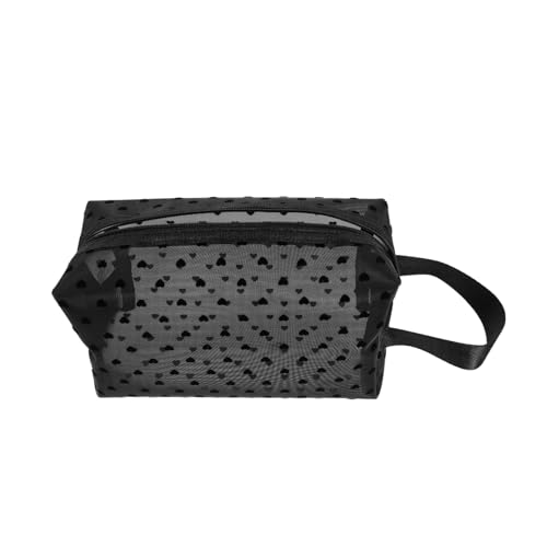 Homoyoyo Transparente Netzstoff Kosmetiktasche mit Handgriff Tragbare Schminktasche für Damen Reise Make Up Organizer Leicht und Stilvoll mit Sichtfenster und Einzigartigem Muster von Homoyoyo