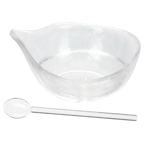 Homoyoyo Transparentes Dickwandiges Glas gesichtsschüssel Löffel DIY Maskenrührschüssel für Ätherische Öle und Beauty anwendungen Wiederverwendbares Schönheitswerkzeug für Zuhause und von Homoyoyo