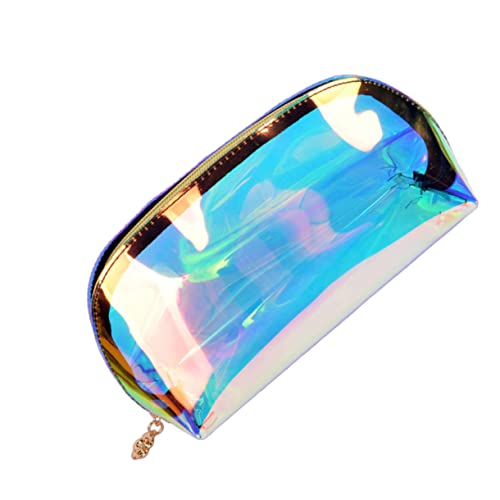 Homoyoyo Transparentes Großes Make Up Täschchen mit Regenbogen Hologramm Multifunktionale Kosmetiktasche und Münzbeutel Tragbare Reise Organizer Durchsichtige Aufbewahrungstasche für Damen von Homoyoyo